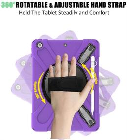 img 1 attached to 📱 ZenRich iPad 10.2 Case with Screen Protector, Pencil Holder, Kickstand, Hand & Shoulder Strap – Purple, 9th/8th/7th Gen, 2021/2020/2019 Released