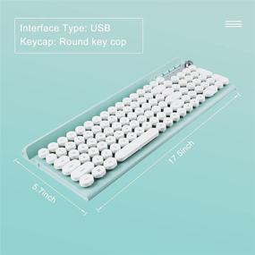 img 2 attached to 🔵 Qudodo Беспроводная комбинация синей клавиатуры и мыши, полноразмерная 2,4 ГГц беспроводная клавиатура-пишущая машинка USB, водонепроницаемая милая круглая ретро-эстетическая клавиатура для компьютера, ПК, настольного компьютера, ноутбука, Mac (с мышью)