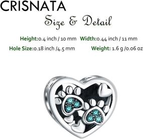 img 3 attached to 🐾 Puppy Dog Paw Print Charms with Birthstone Crystal: 925 Sterling Silver Pawprint Heart Bead for European Animal Bracelet Necklace - Perfect Gifts for Mom, Child, Best Friend, or Pet Lover