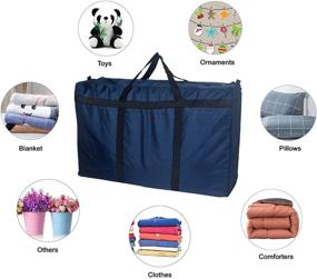 img 1 attached to 👜 Ultimate 100L Extra Large Storage Bags: Foldable, Waterproof, and Sturdy Tote Bag for Moving, Travel, and Under Bed Storage (Blue)