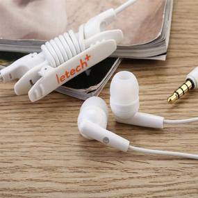 img 3 attached to High-Quality Headphone Earbuds with Mic, 3.5mm Splitter, Cable Organizer - Crystal Clear Sound - Free Style White