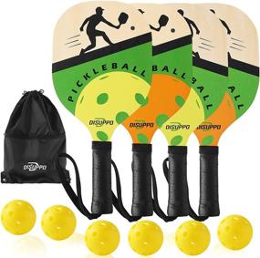 img 4 attached to 🏓 DISUPPO Wood Pickleball Paddles Set - 4 Paddles, 6 Balls, Portable Bag - 7-Ply Basswood Construction, Ultra Cushioned Grip - Ideal for Indoor/Outdoor Use by Kids, Men, Women