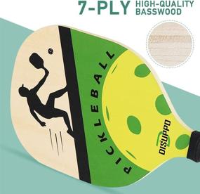 img 2 attached to 🏓 DISUPPO Wood Pickleball Paddles Set - 4 Paddles, 6 Balls, Portable Bag - 7-Ply Basswood Construction, Ultra Cushioned Grip - Ideal for Indoor/Outdoor Use by Kids, Men, Women