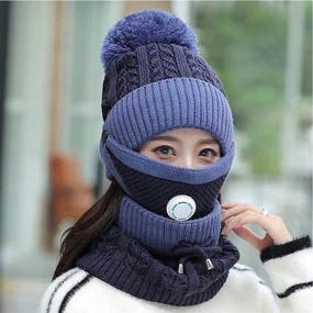 img 3 attached to Womens Beanie Knitted Winter Fleece