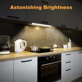 img 1 attached to 🔦 KSQ Super Bright Wireless LED Closet Lights - Rechargeable, Full Screen Illumination Under Cabinet Lighting for Kitchen, Wardrobe, Stairs, Hallway - 98 LED Warm White