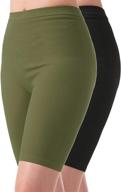 🩲 mixmatchy women's solid seamless ribbed knee biker shorts: stylish & comfy band waist логотип