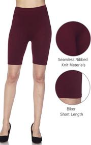 img 2 attached to 🩲 MixMatchy Women's Solid Seamless Ribbed Knee Biker Shorts: Stylish & Comfy Band Waist