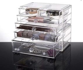 img 1 attached to 📦 iPEGTOP Makeup Organiser: Clear Acrylic Cosmetic Storage Box with 6 Stackable Drawers - Dust-Proof & Waterproof