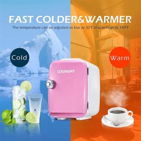 img 2 attached to 🧊 Euhomy Mini Fridge for Bedroom, 4L / 6 Cans Portable Fridge &amp; Electric Cooler and Warmer, Car Fridge with AC/DC, Small Fridge for Room, Office, and Dorm. Pink Mini Fridge for Skincare and Cosmetics.