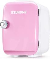 🧊 euhomy mini fridge for bedroom, 4l / 6 cans portable fridge &amp; electric cooler and warmer, car fridge with ac/dc, small fridge for room, office, and dorm. pink mini fridge for skincare and cosmetics. логотип