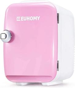 img 4 attached to 🧊 Euhomy Mini Fridge for Bedroom, 4L / 6 Cans Portable Fridge &amp; Electric Cooler and Warmer, Car Fridge with AC/DC, Small Fridge for Room, Office, and Dorm. Pink Mini Fridge for Skincare and Cosmetics.