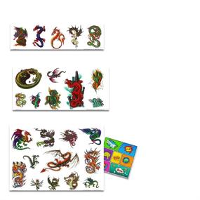 img 1 attached to 🐉 Enhance Your Party with Dragon Temporary Tattoos - 75 Dragon Inspired Tattoos and Popart Stickers (Dragon Party Supplies)