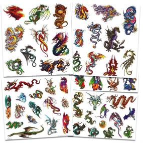 img 2 attached to 🐉 Enhance Your Party with Dragon Temporary Tattoos - 75 Dragon Inspired Tattoos and Popart Stickers (Dragon Party Supplies)