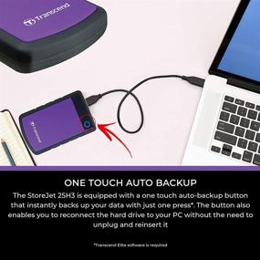 img 2 attached to Transcend 4TB USB 3.1 Gen 1 StoreJet Shock Resistant Rugged Portable Purple External Hard Drive + Compact Case