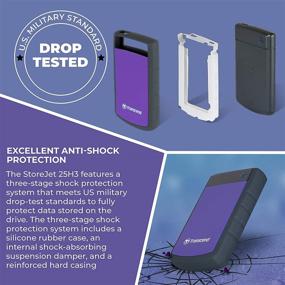 img 1 attached to Transcend 4TB USB 3.1 Gen 1 StoreJet Shock Resistant Rugged Portable Purple External Hard Drive + Compact Case