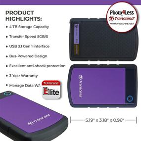 img 3 attached to Transcend 4TB USB 3.1 Gen 1 StoreJet Shock Resistant Rugged Portable Purple External Hard Drive + Compact Case