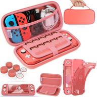 🎮 heystop switch lite carrying case with soft glitter tpu protective cover + games card + 6 thumb grip caps – pink nintendo switch lite accessories kit logo