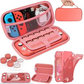 img 4 attached to 🎮 HEYSTOP Switch Lite Carrying Case with Soft Glitter TPU Protective Cover + Games Card + 6 Thumb Grip Caps – Pink Nintendo Switch Lite Accessories Kit