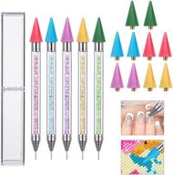 🖌️ ornoou 5-piece diamond painting wax pen set: includes 10 wax tips for replacement - no wax, clay, or glue required! self-adhesive drill pen kit with 15 pcs for diy crafts and nail art logo