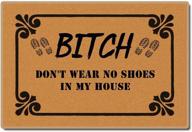👠 bitch don't wear, no shoes in my house indoor/front outdoor doormat: funny, washable, non-slip rubber backing, decorative entrance shoe mat - 23.6x15.7 in logo