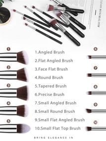 img 3 attached to 💄 Syntus Makeup Brush Set: 10 Brushes, Blender Sponge, and Cleaner - Premium Synthetic Kit for Foundation, Powder, Blush, Concealer, and Eye Shadow, in Black Silver