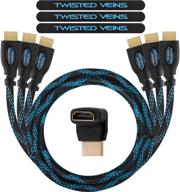 🔌 кабель hdmi twisted veins длиной 3 фута 3 шт. - превосходное высокоскоростное соединение с ethernet, поддержка hdr 4k 60 гц hdmi 2.0b на большинстве устройств (может предложить 4k 30 гц на некоторых устройствах) логотип