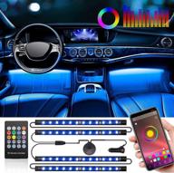 car led strip lights 48 leds interior lights app controller multi color music waterproof lighting kit for diy auto party accessories car charger, dc 12v logo