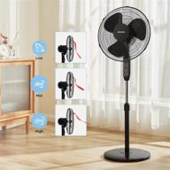 🌀 pelonis 16'' pedestal remote control fan - adjustable height, 3-speed, oscillating stand up fan with 7-hour timer, supreme 16''-black (model: pfs40a4bbb) logo