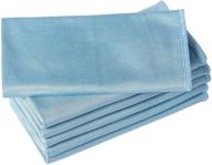 🧽 puomue 6 pack microfiber glass cleaning cloth - lint free 16x16 inch - fast window, windshield, mirror, and stainless steel cleaning - blue logo