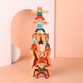 img 1 attached to 🐻 Cute Bears Wooden Stacking Toys: Engaging and Educational Fun!