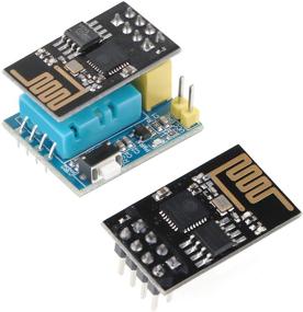 img 4 attached to MakerFocus 2 шт ESP8266 ESP-01 Серийный беспроводной модуль приемника WiFi-трансивера с 1MB SPI Flash и модулем датчика температуры и влажности DHT11 для Arduino.