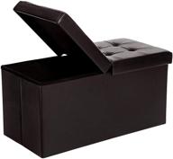 🪑 songmics 30 inches folding storage ottoman bench: flipping lid, storage chest footstool in brown faux leather (ulsf45br) логотип