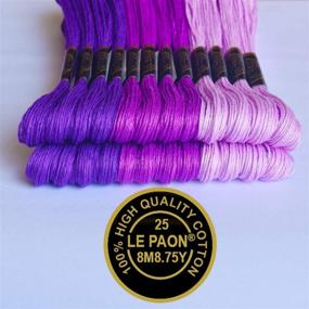 img 2 attached to 24-Pack Premium Purple Embroidery Floss: Cross Stitch Threads – Friendship Bracelets, Crafts, and 🧵 Hand Embroidery Thread – Includes Free Set of 3 Embroidery Needles and 2 Needle Threader