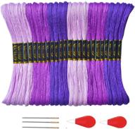 24-pack premium purple embroidery floss: cross stitch threads – friendship bracelets, crafts, and 🧵 hand embroidery thread – includes free set of 3 embroidery needles and 2 needle threader logo