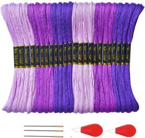 img 3 attached to 24-Pack Premium Purple Embroidery Floss: Cross Stitch Threads – Friendship Bracelets, Crafts, and 🧵 Hand Embroidery Thread – Includes Free Set of 3 Embroidery Needles and 2 Needle Threader