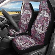 🐘 dreaweet mandala elephant seat covers: ethnic boho style, full set of 2 for most cars, trucks, suvs, and vans - pink logo