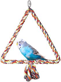 img 4 attached to 🦜 Colorful Triangle Rope Swing Chewing Toy - Perfect Perch for Parrots, Budgies, Parakeets, Cockatiels, and Cockatoos - Wontee Bird