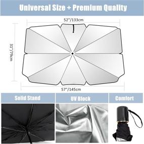 img 2 attached to 🌞 Car Front Windshield Sunshade Umbrella: Full Cover Sun Shade for UV Protection & Heat Insulation, Foldable Visor for Most Vehicles - 57"x31