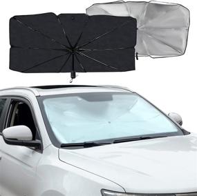 img 1 attached to 🌞 Car Front Windshield Sunshade Umbrella: Full Cover Sun Shade for UV Protection & Heat Insulation, Foldable Visor for Most Vehicles - 57"x31