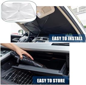 img 3 attached to 🌞 Car Front Windshield Sunshade Umbrella: Full Cover Sun Shade for UV Protection & Heat Insulation, Foldable Visor for Most Vehicles - 57"x31