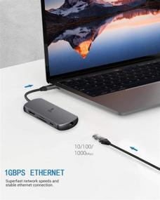 img 1 attached to 🔌 RREAKA USB C HUB для iPad Pro: 8-в-1 адаптер для MacBook Pro/Air, Samsung S20 с гигабитным Ethernet, HDMI 4K, 3 USB 3.0, SD/TF, USB C Power Delivery