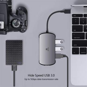 img 3 attached to 🔌 RREAKA USB C HUB для iPad Pro: 8-в-1 адаптер для MacBook Pro/Air, Samsung S20 с гигабитным Ethernet, HDMI 4K, 3 USB 3.0, SD/TF, USB C Power Delivery