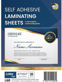 img 4 attached to HASHI Self Adhesive Laminating Sheets (20 Sheets) – No Machine, No Heat, Letter Size (9x12 Inch): Effortless Pouches for Instant Protection