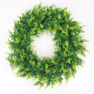 🌿 20-inch artificial boxwood green leaves wreath for spring summer outdoor ornaments | perfect for front door, wall, window, home, and easter decor логотип