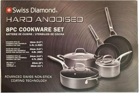 img 3 attached to 🍳 Превосходный комплект сковород Premium Swiss Diamond с твердым анодированным антипригарным покрытием - коллекция из 8 предметов с вентилируемыми крышками, подходит для использования в духовке и посудомоечной машине, ручки из нержавеющей стали сохраняют прохладу.