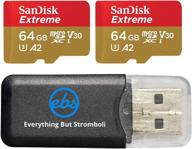 📷 sandisk 64gb micro sdxc extreme memory card (2-pack) sdsqxa2-064g-gn6mn with gopro hero 7 black/silver/white compatibility - uhs-1 u3 a2 bundle + everything but stromboli micro card reader logo