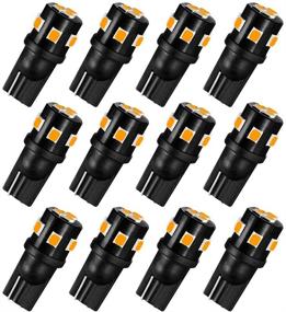 img 4 attached to 🌟 AUXLIGHT 194 168 2825 T10 LED Interior Light Bulbs: Amber Yellow - 12 Pack, Super Bright Replacement for Car Dome, Map, Trunk, License Plate & More
