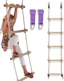 img 4 attached to 🧗 Trailblaze Premium 6ft Climbing Rope Ladder for Kids - Connect to Ninja Warrior Obstacle Course and Swingset - Playground Accessories and Outdoor Play Equipment