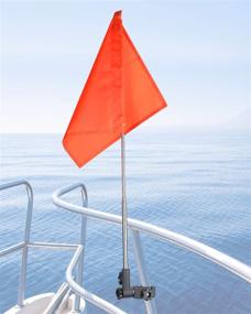 img 4 attached to 🚩 High-Visibility Orange Boat Flag with Rail Mount for Skier, Swimmers, Surfers - Kemimoto Boat Safety Flag