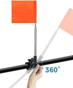 img 3 attached to 🚩 High-Visibility Orange Boat Flag with Rail Mount for Skier, Swimmers, Surfers - Kemimoto Boat Safety Flag